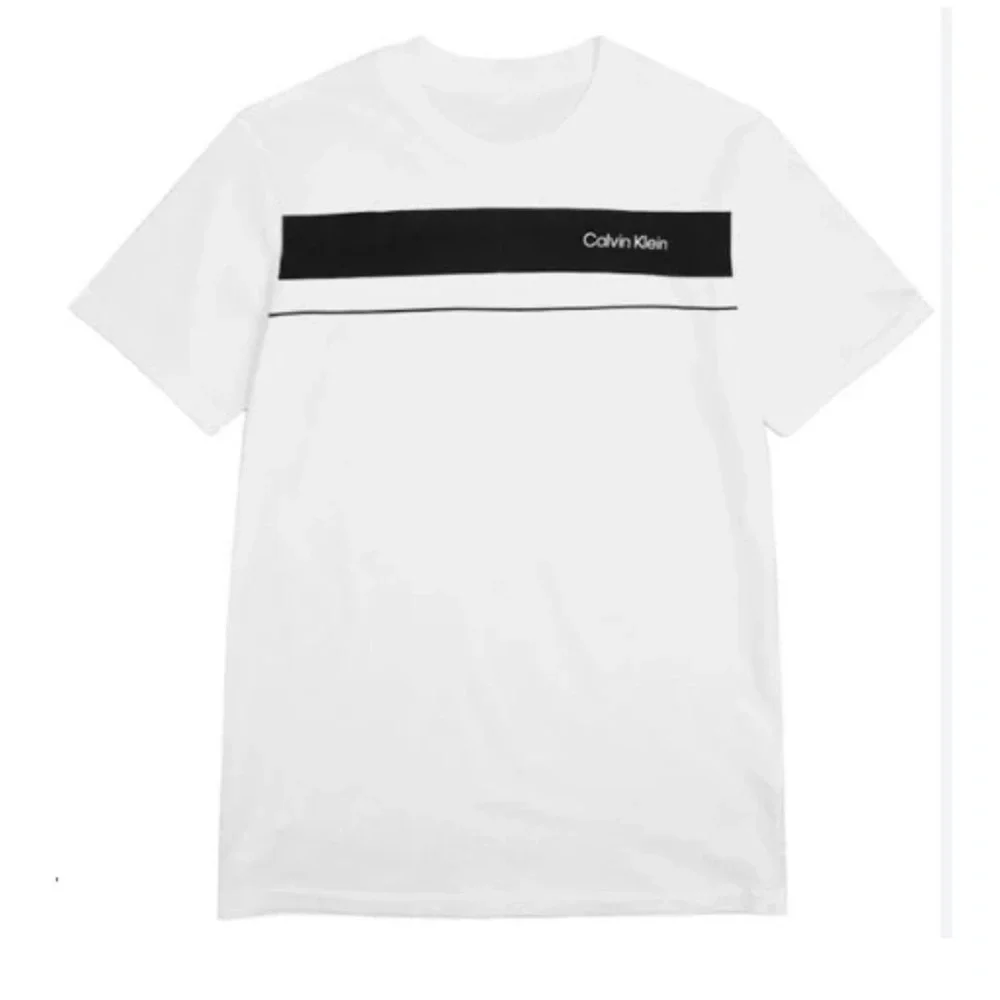 CALVIN KLEIN SS PIPING STANDAD LOGO CREW - Picture 1 of 6